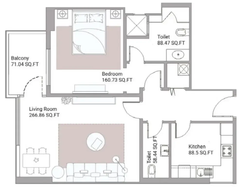 1 bed