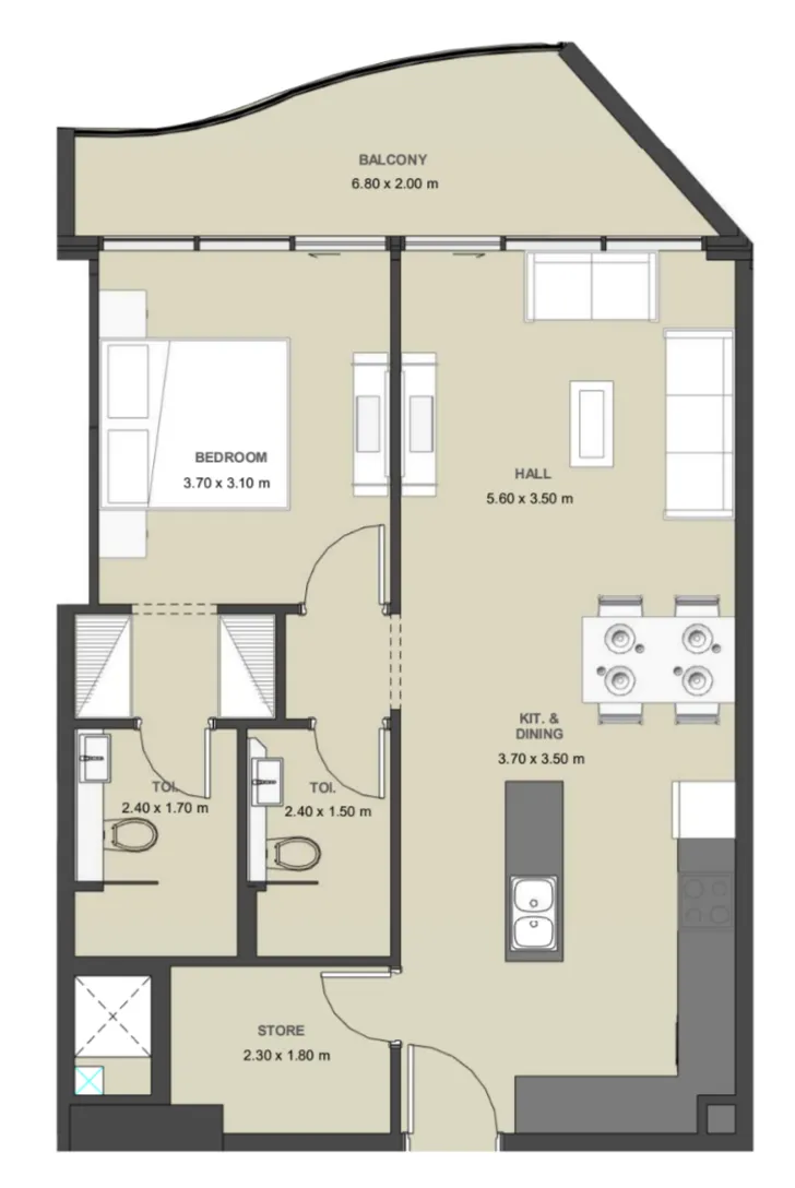 1 bed