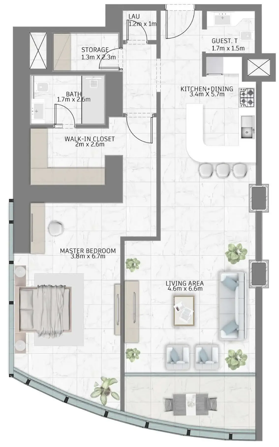 1 bed