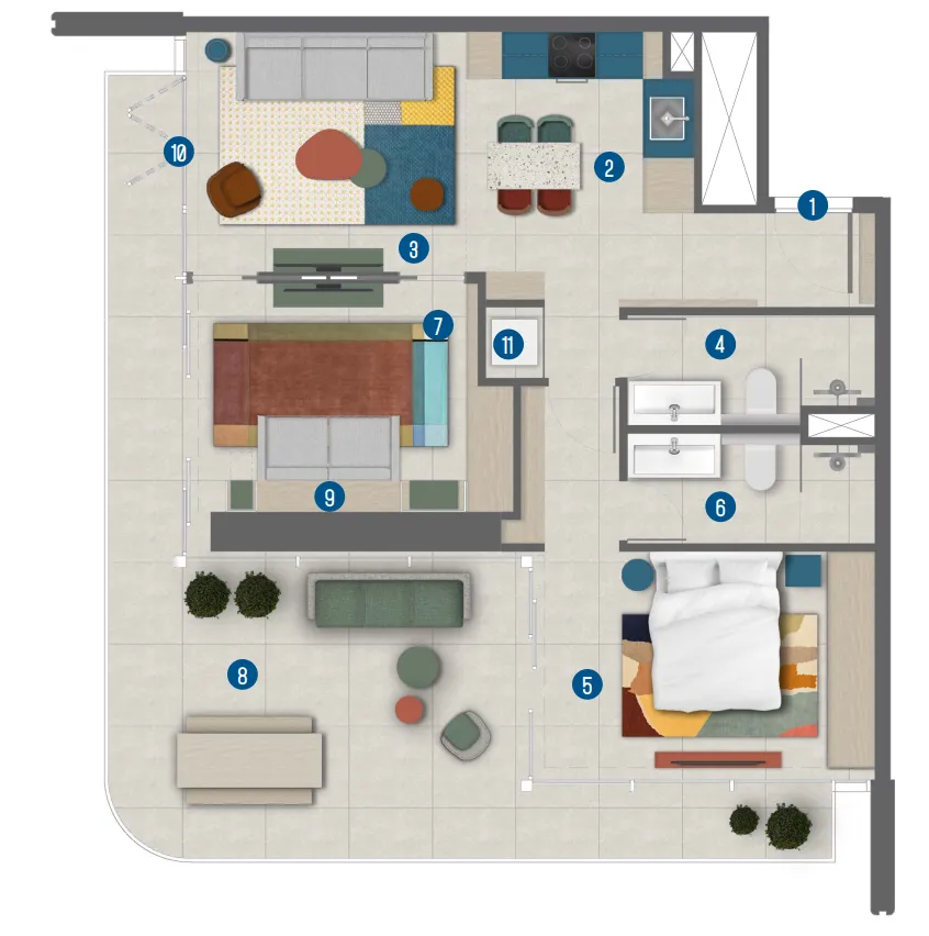 2 bed