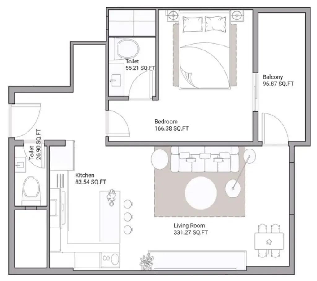 1 bed
