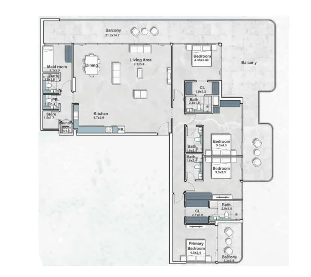 4 bed