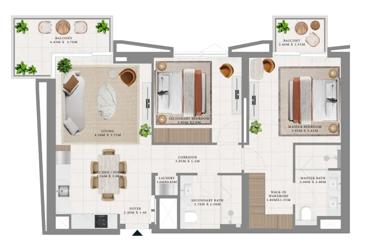 2 bed