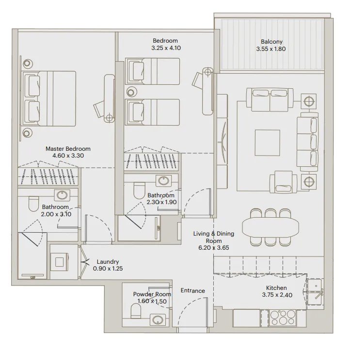 2 bed