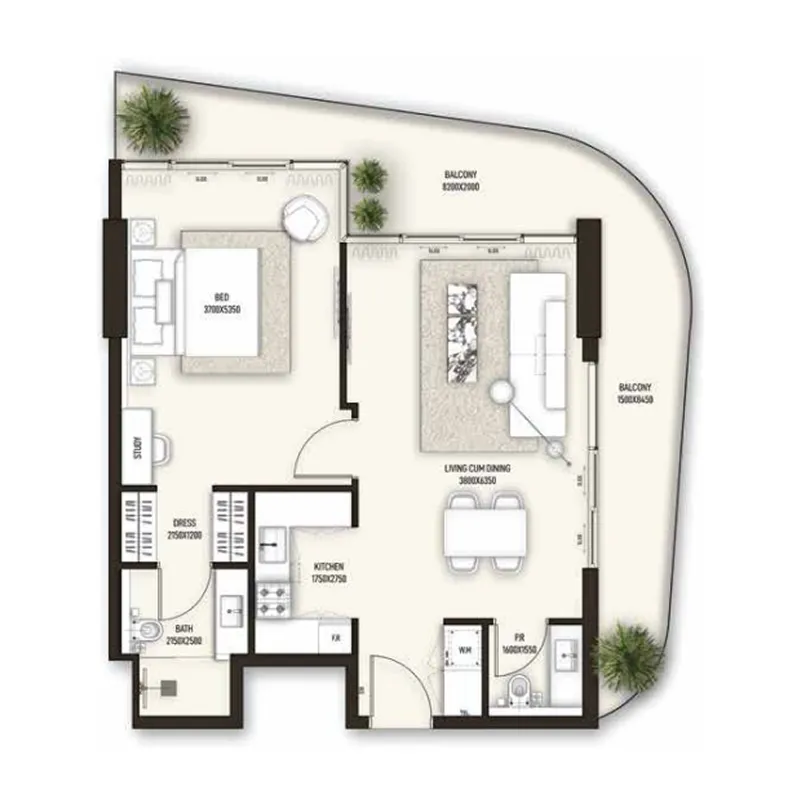 1 bed