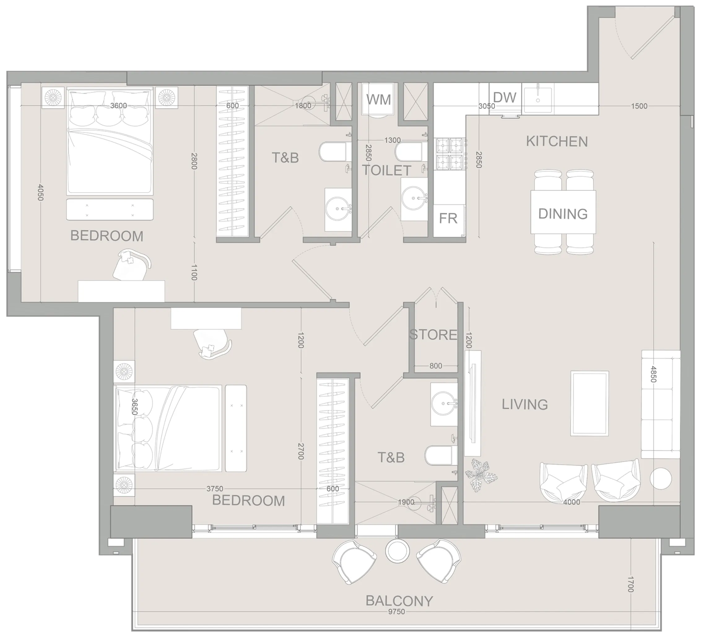 2 bed