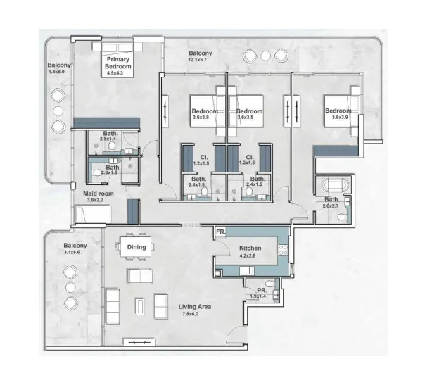 4 bed