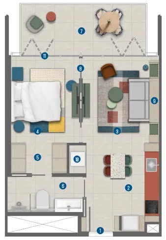 1 bed