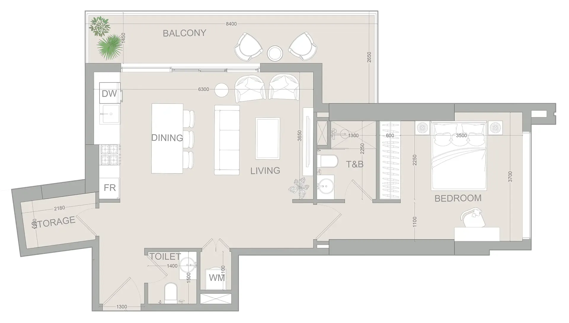 1 bed