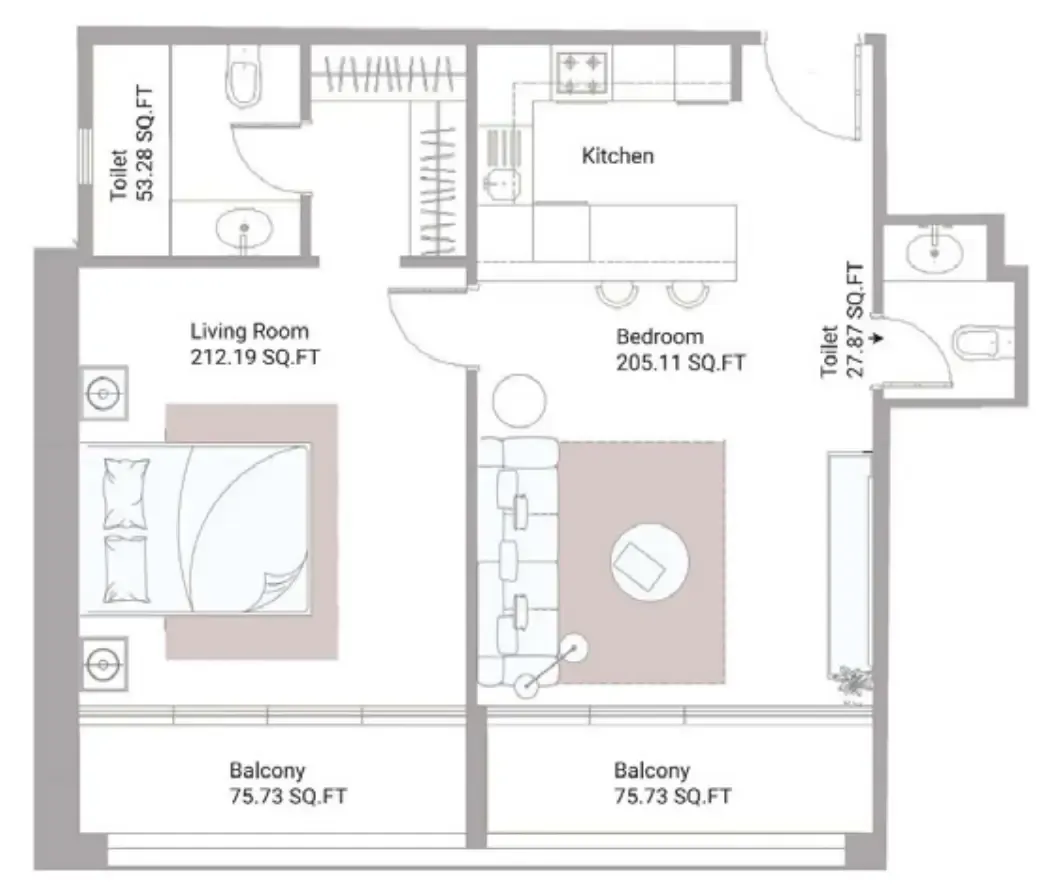 1 bed