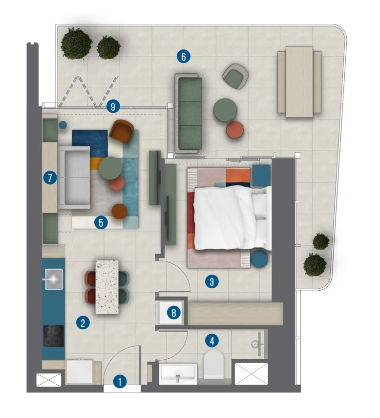 1 bed