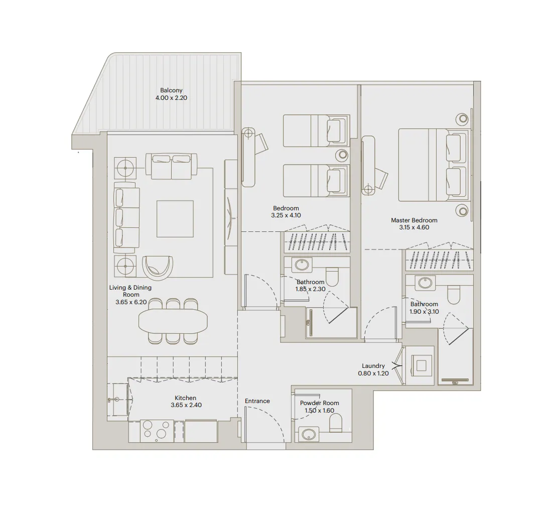 2 bed