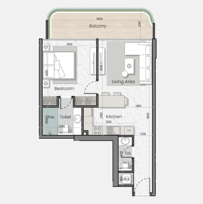1 bed