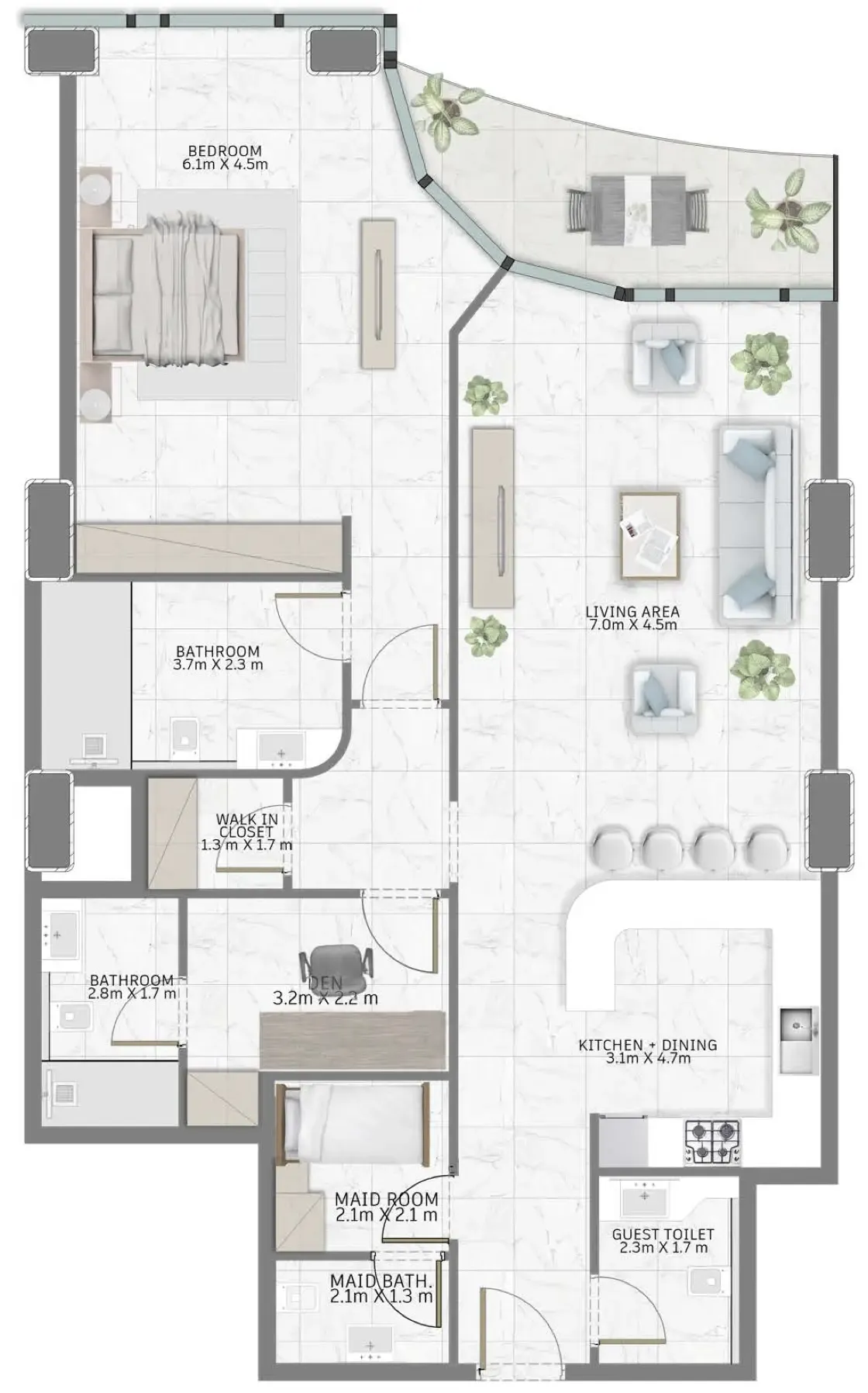 1 bed