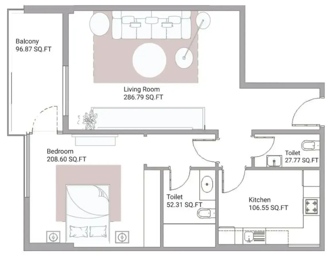 1 bed