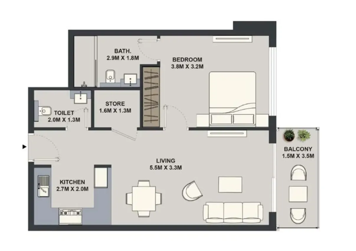 1 bed