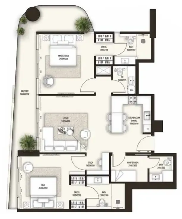 2 bed