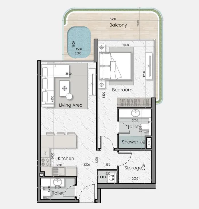1 bed