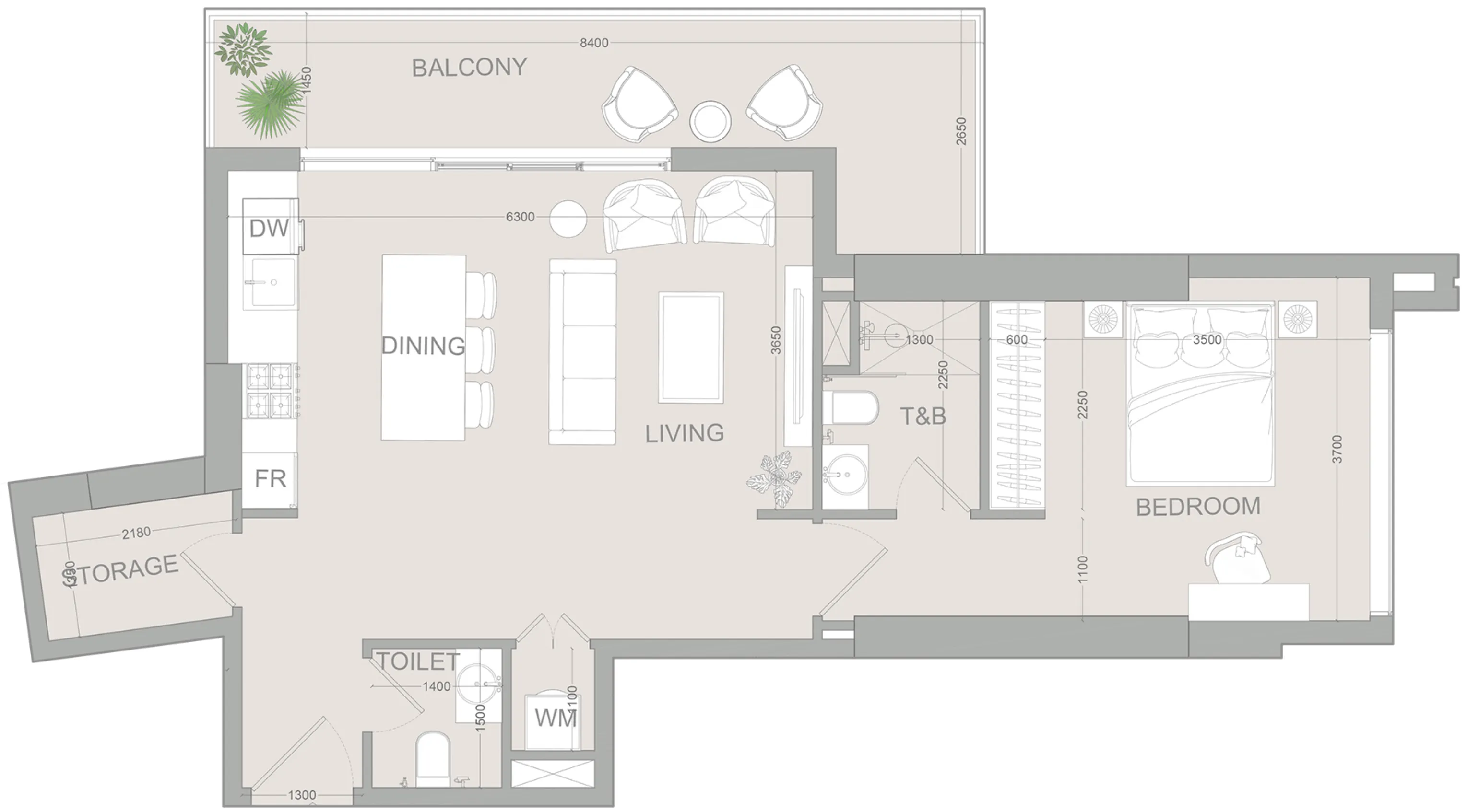 1 bed
