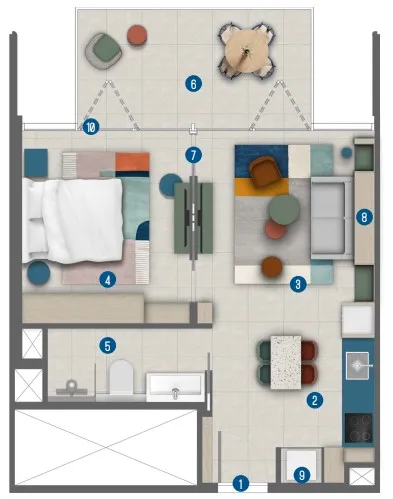1 bed
