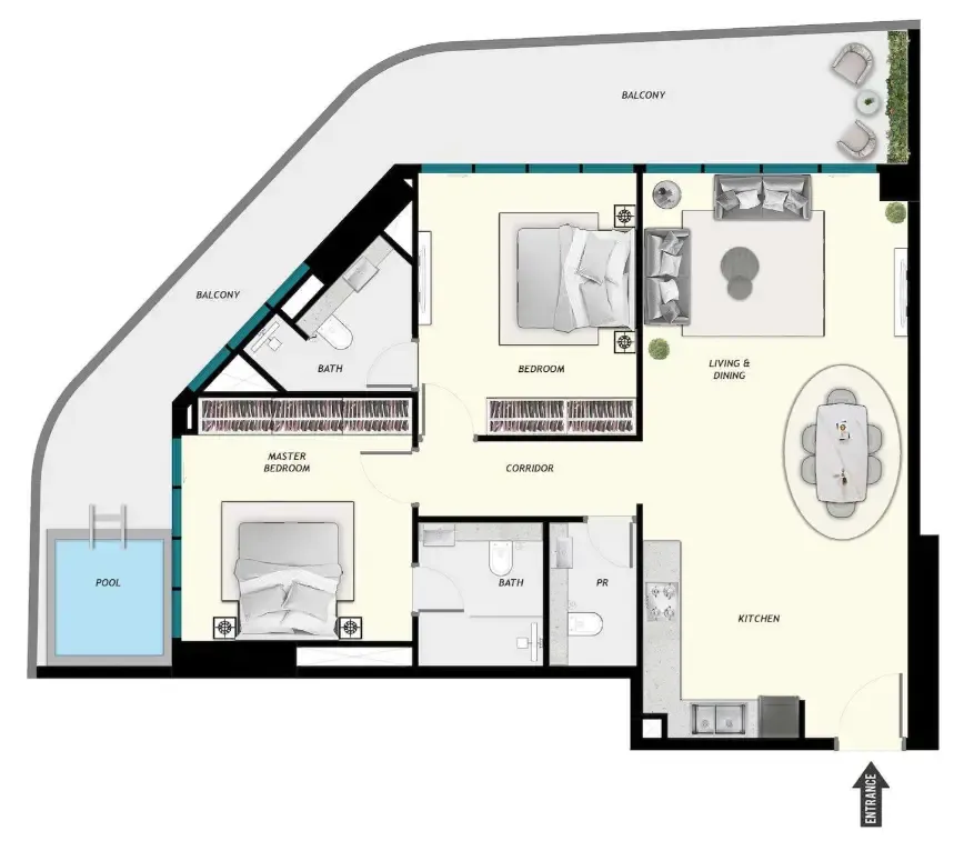 2 bed