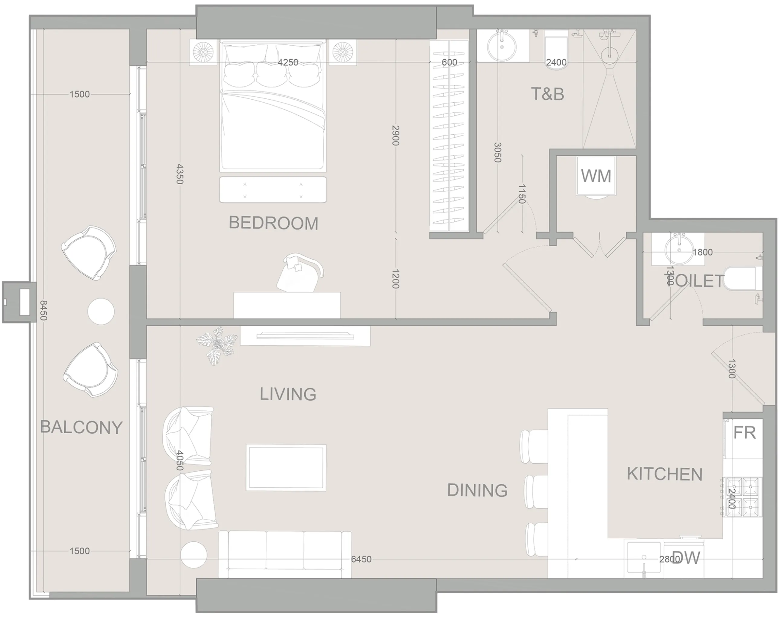 1 bed