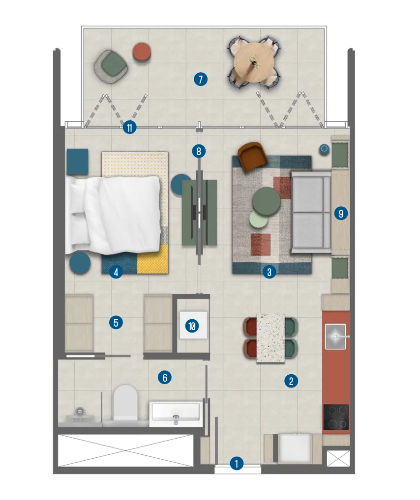 1 bed