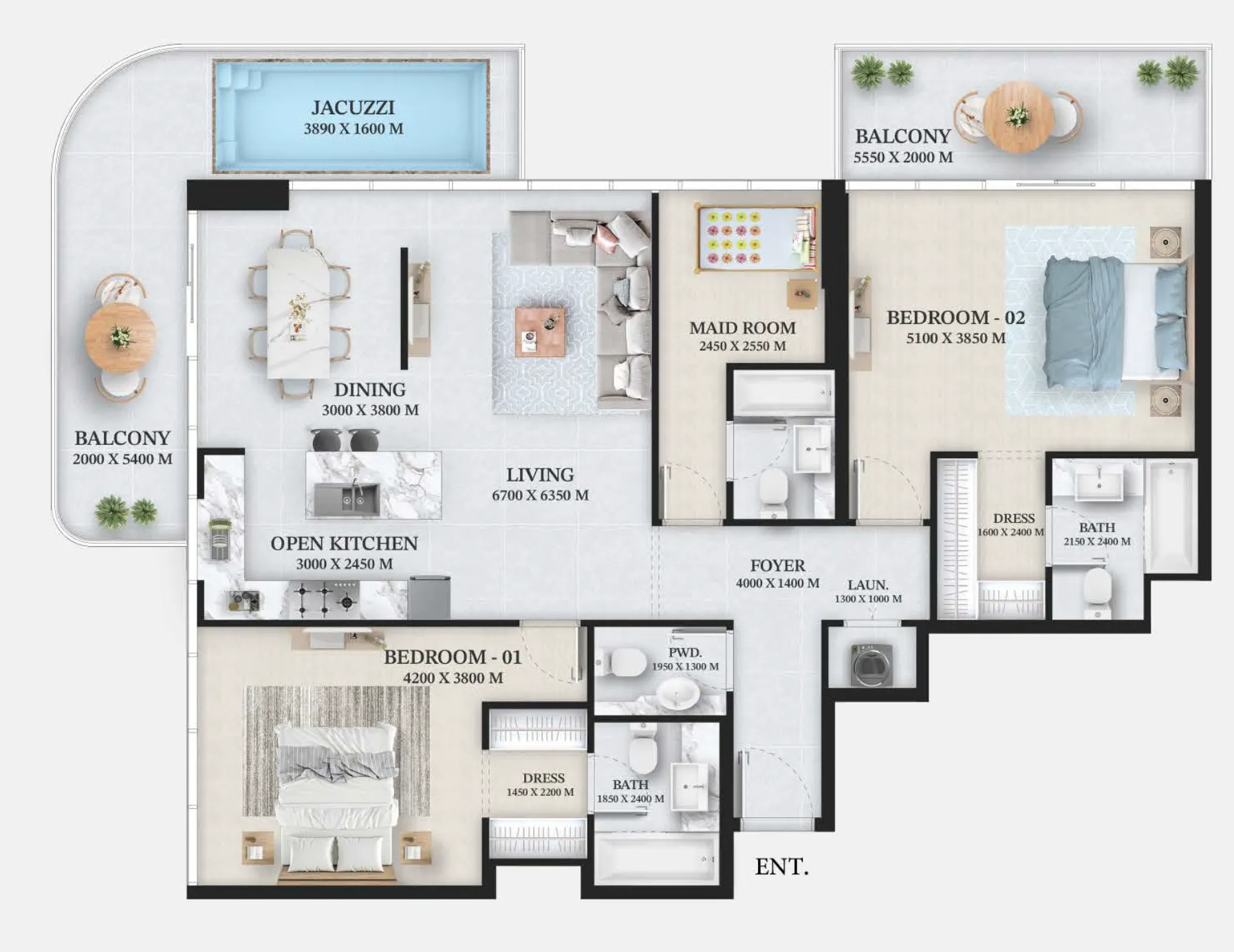 2 bed