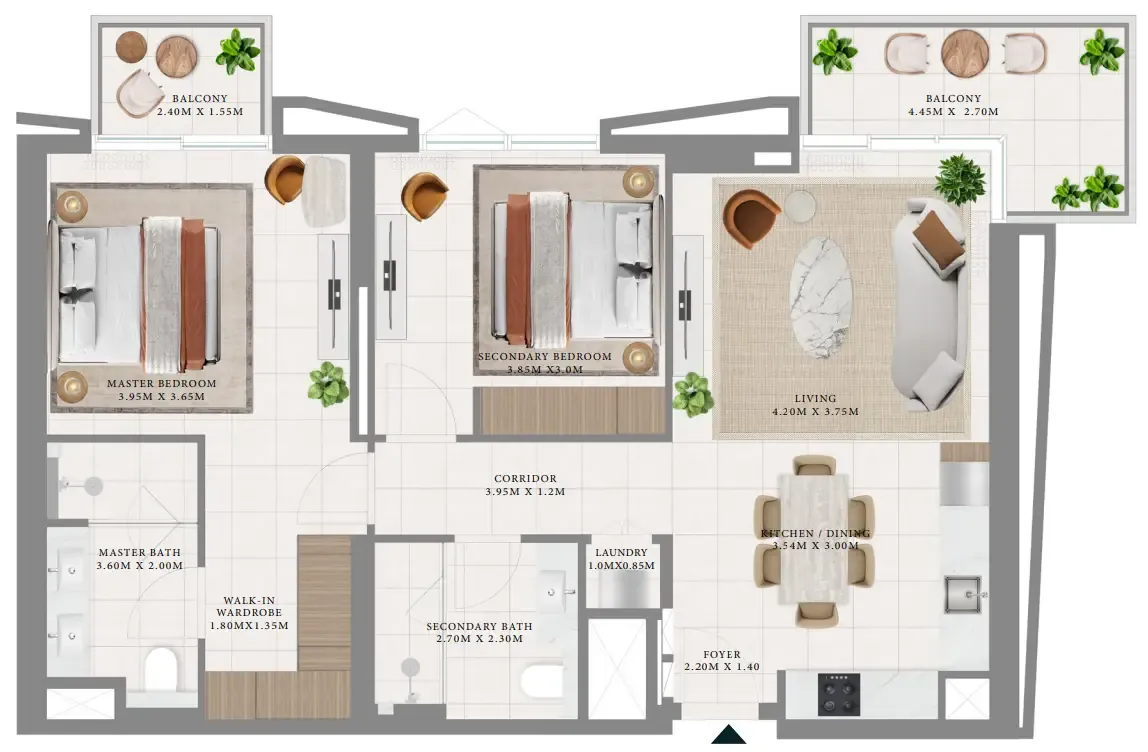 2 bed