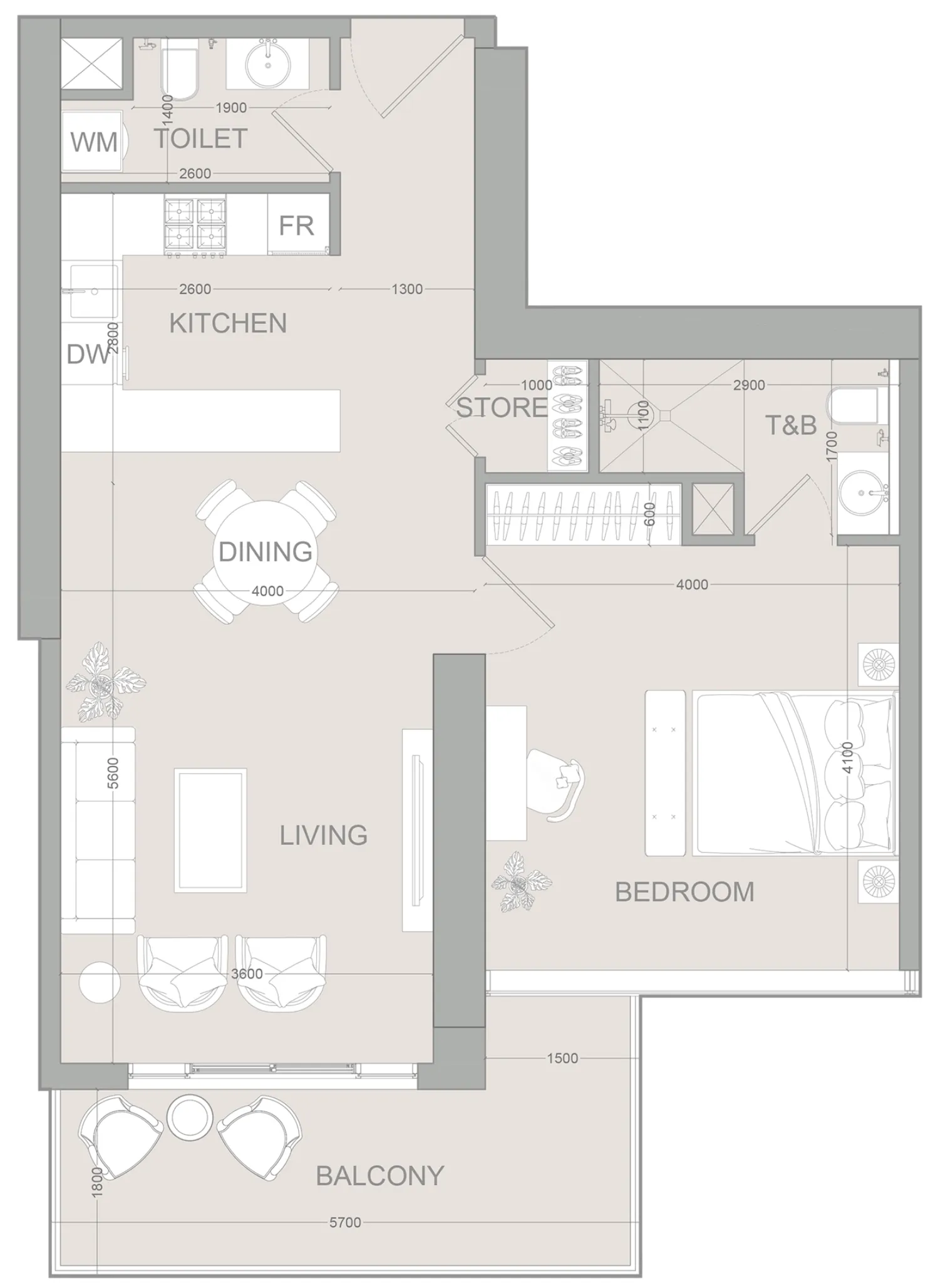 1 bed
