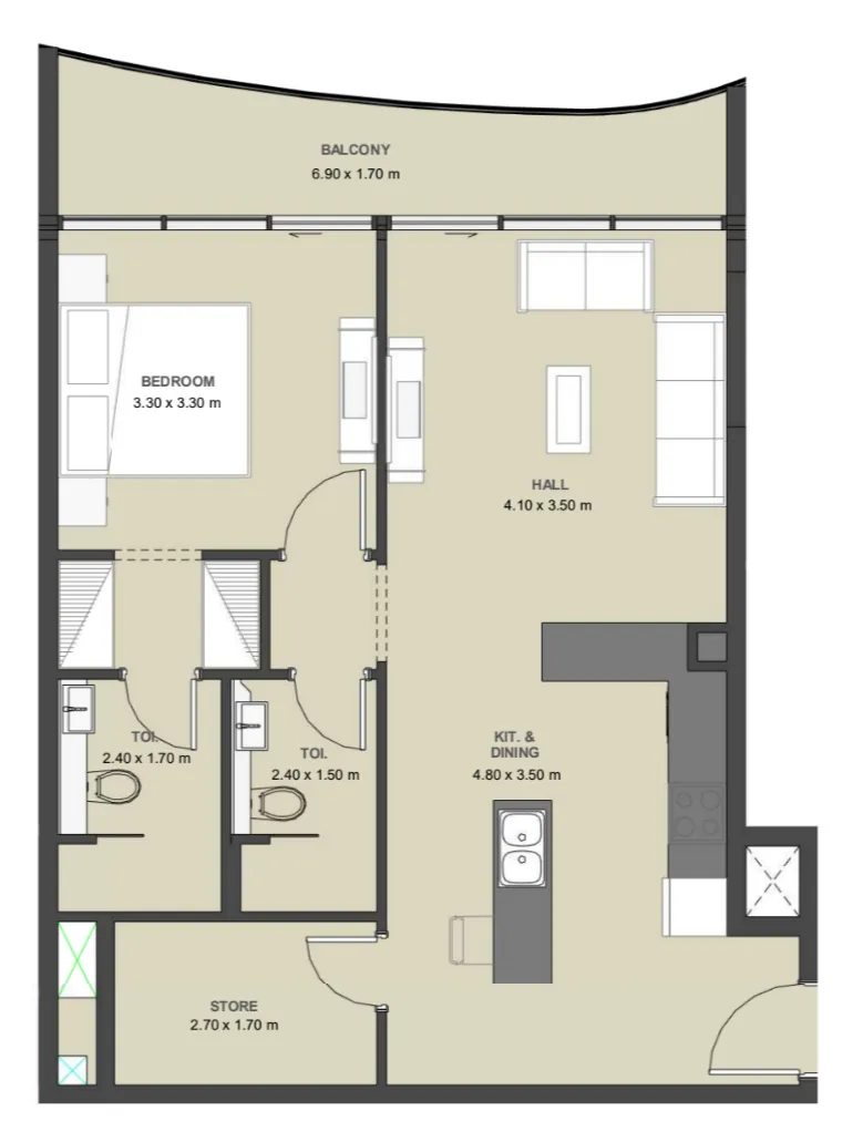 1 bed