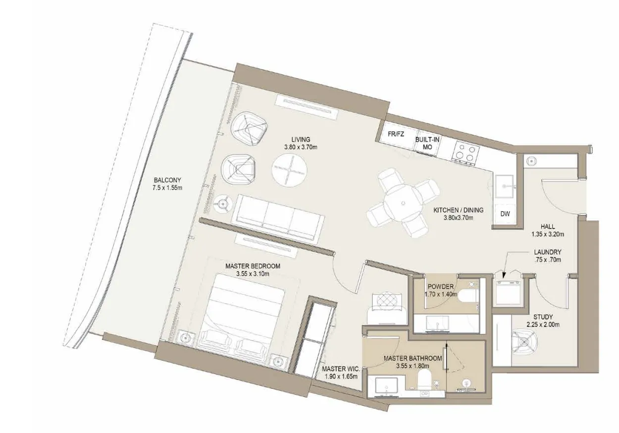 1 bed
