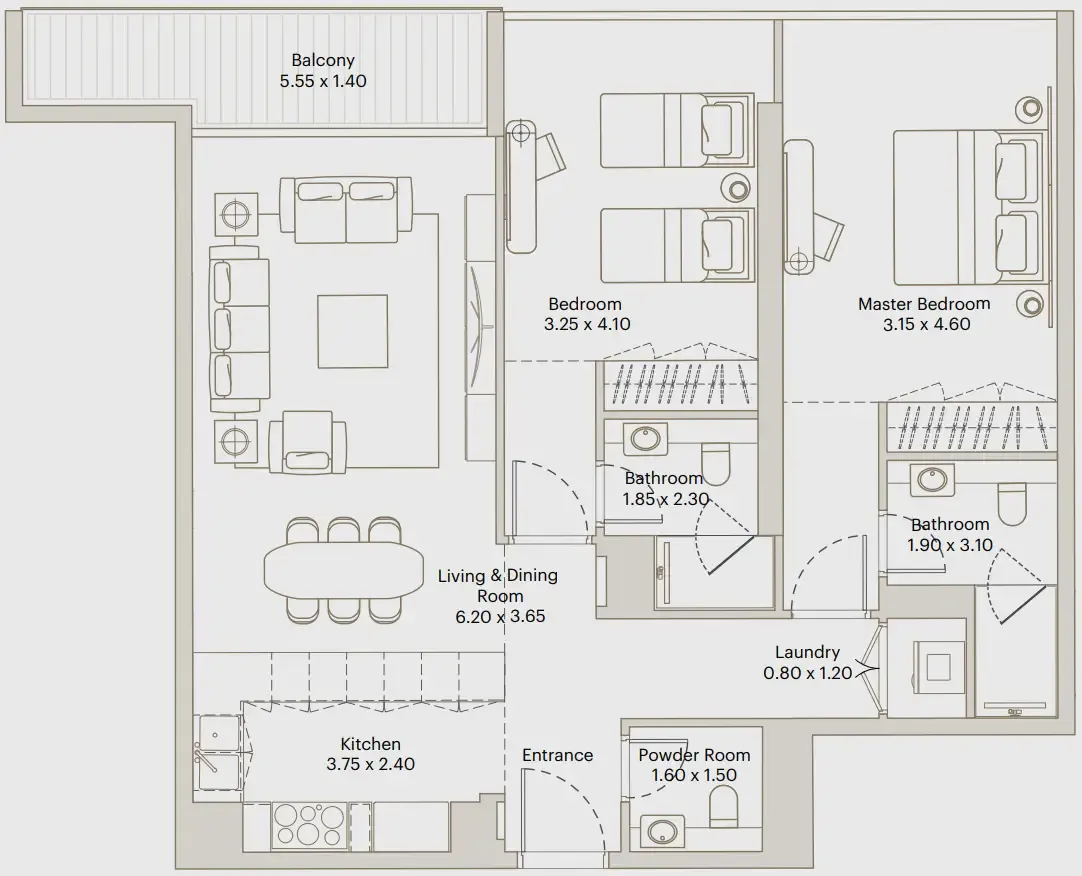 2 bed
