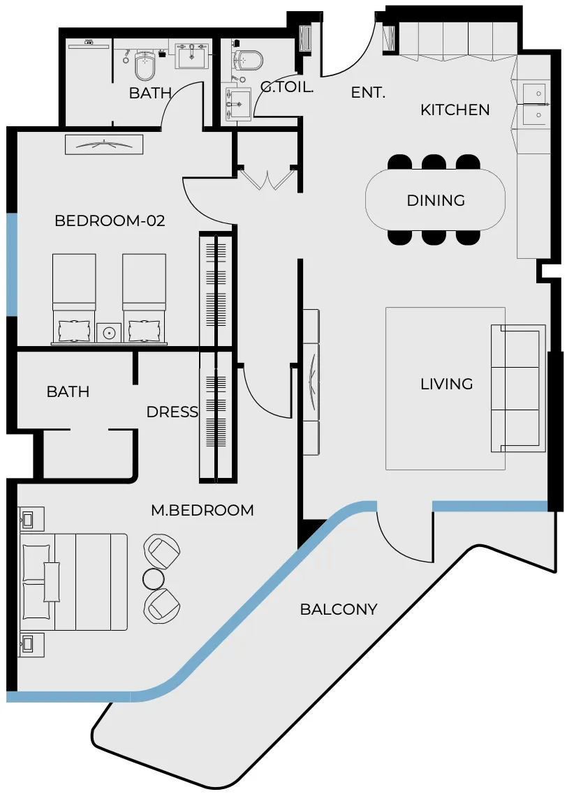 2 bed