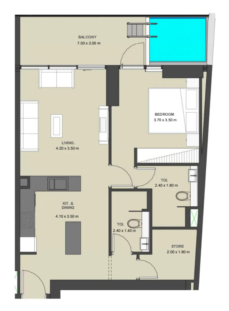 1 bed