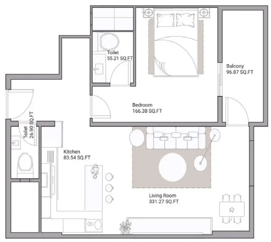 1 bed