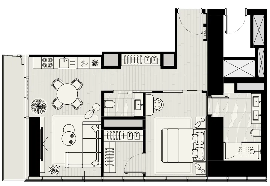 1 bed