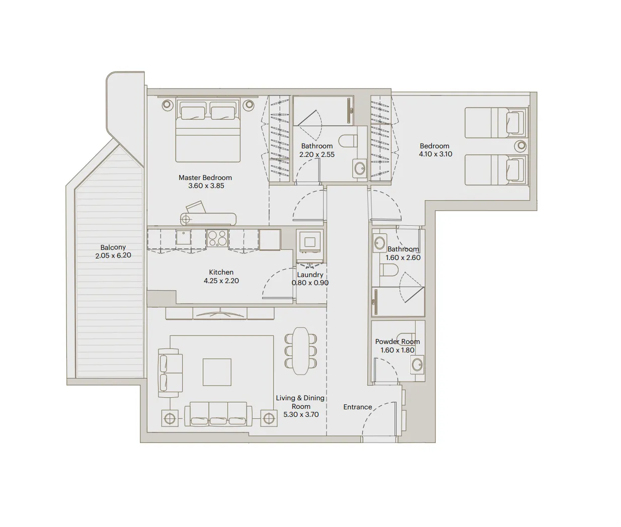 2 bed