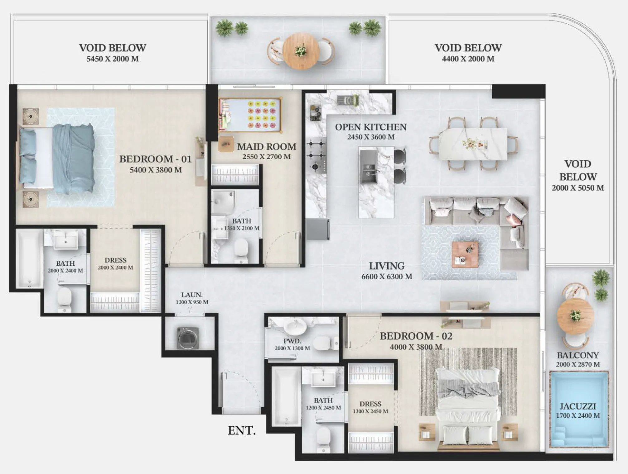 2 bed