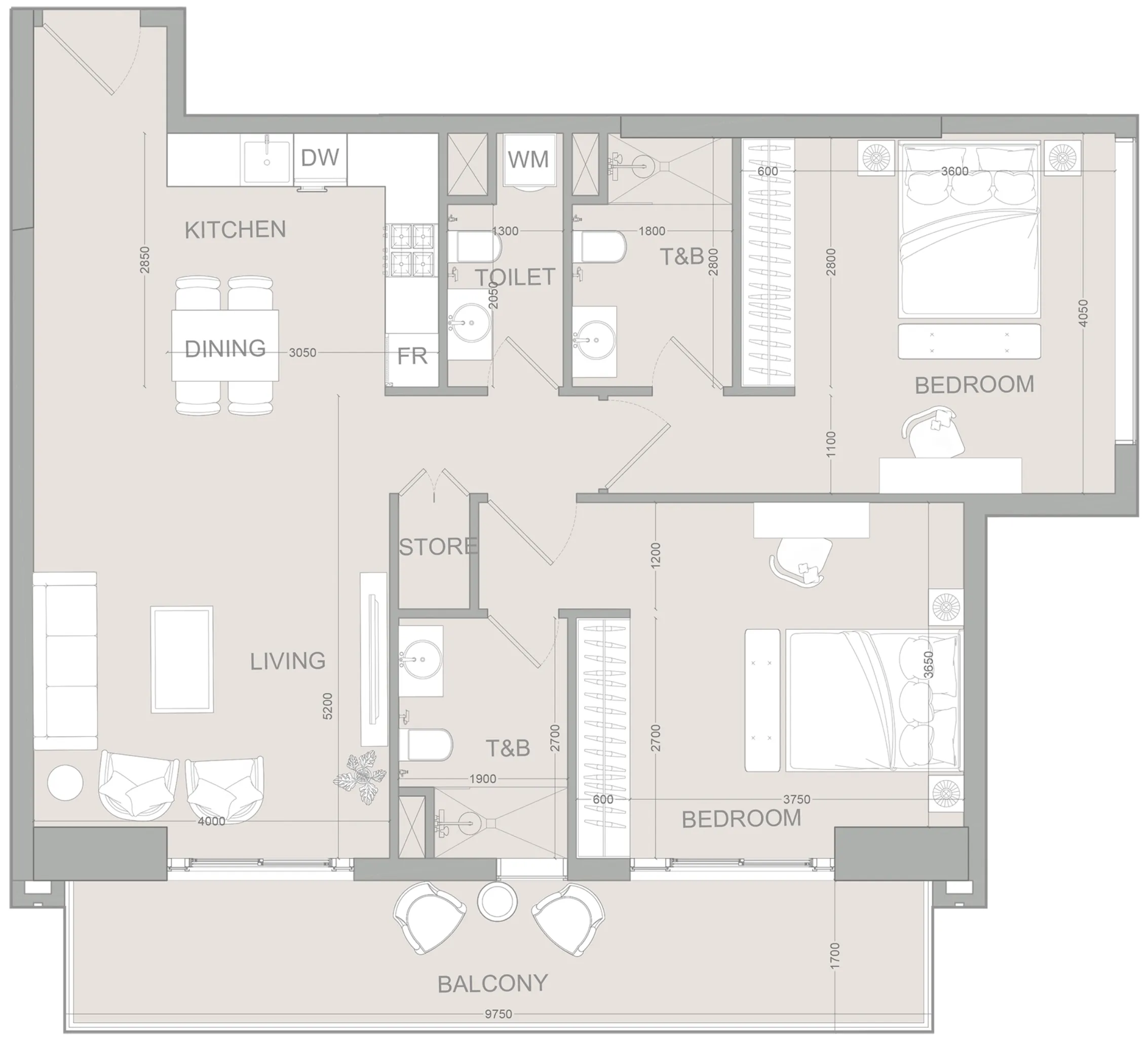 2 bed