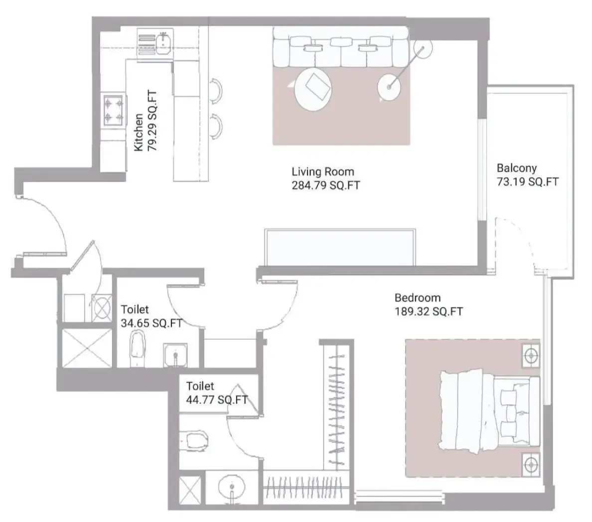 1 bed