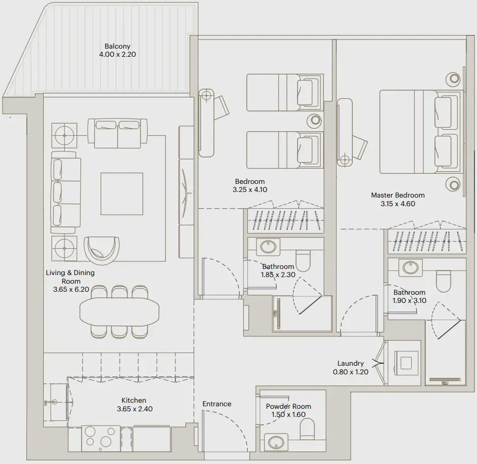 2 bed