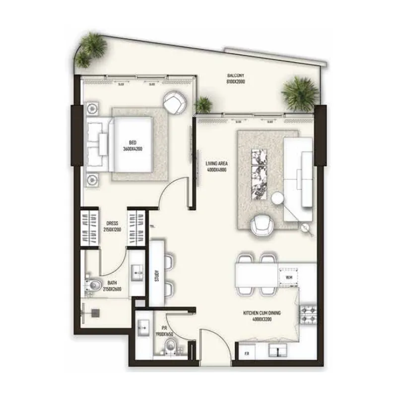 1 bed
