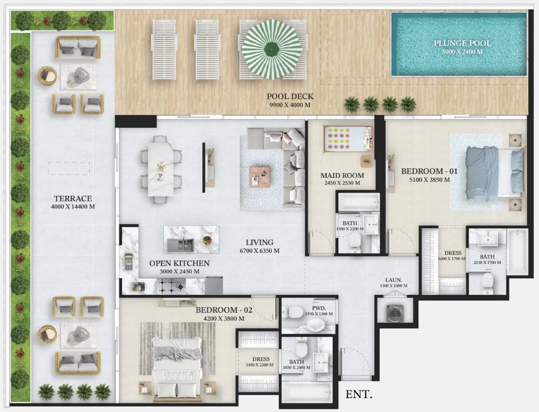 2 bed
