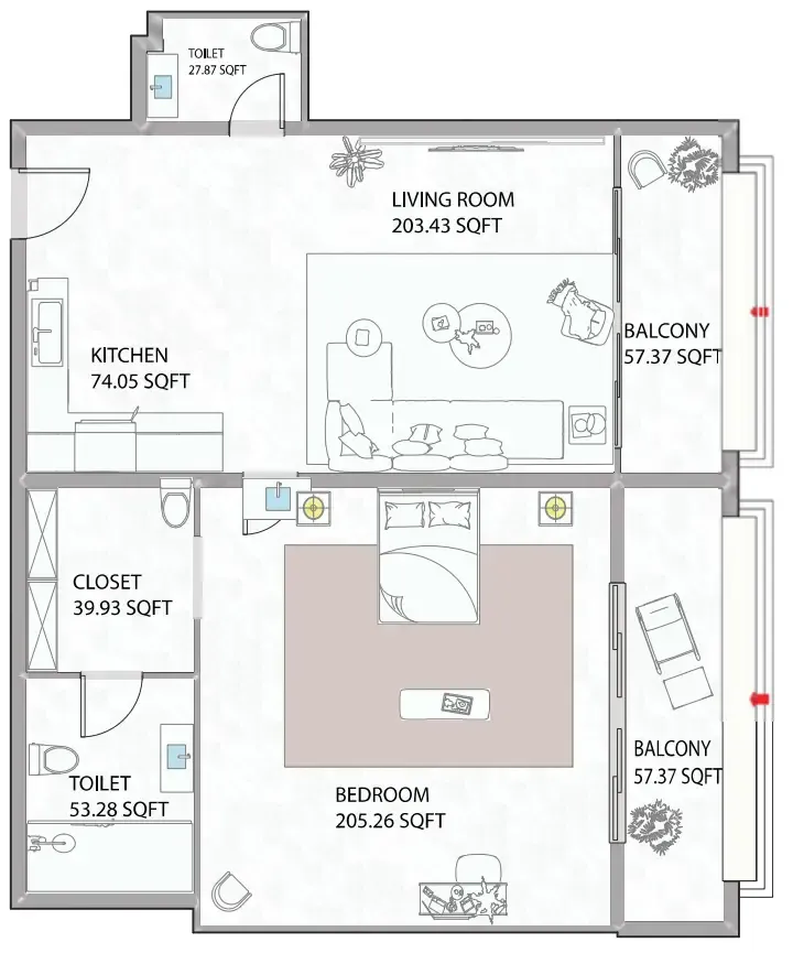 1 bed