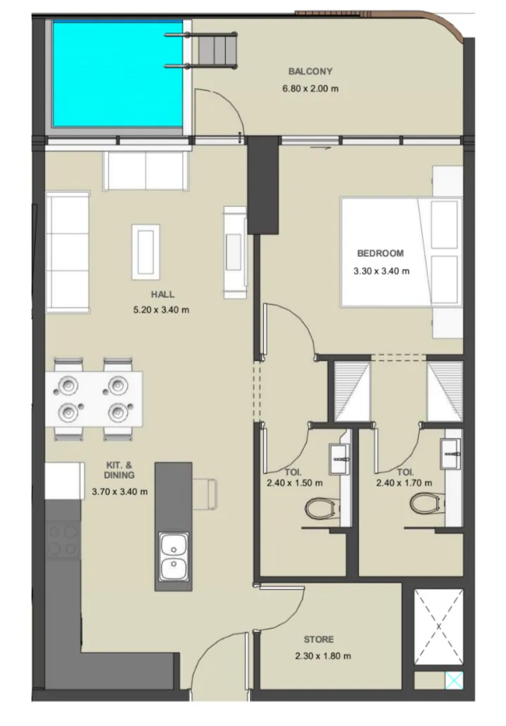 1 bed