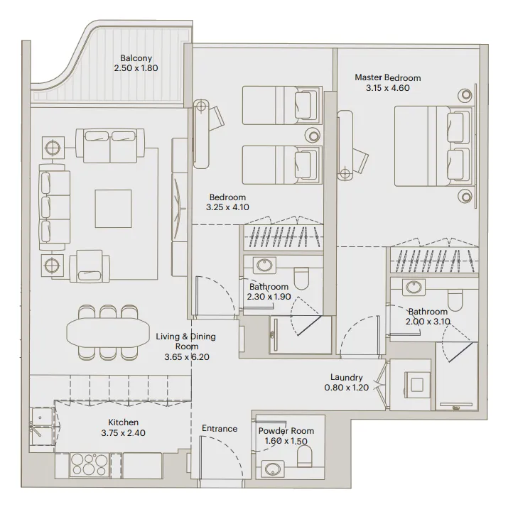 2 bed