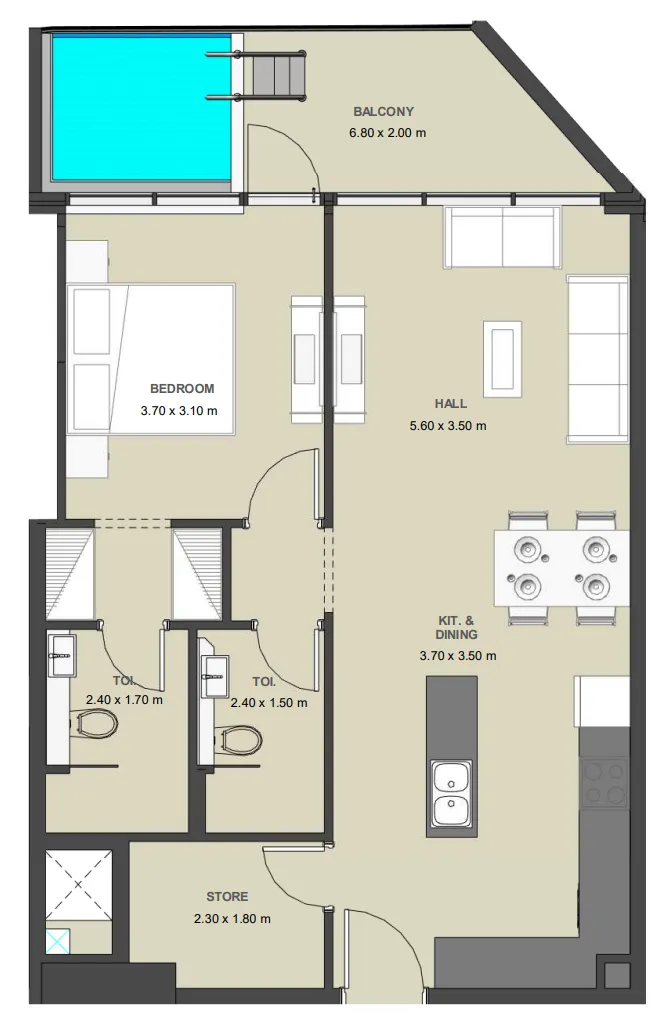 1 bed