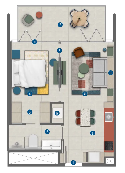 1 bed