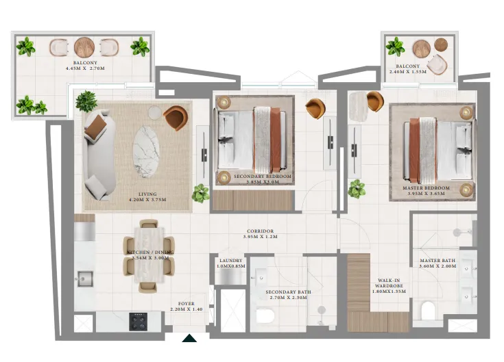 2 bed
